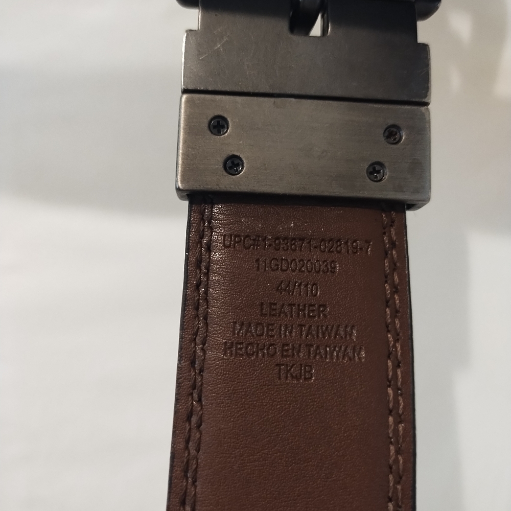 MEN'S DICKIES CASUAL GENUINE LEATHER BROWN/BLACK SILVER TONE BUCKLE BELT SZ 44